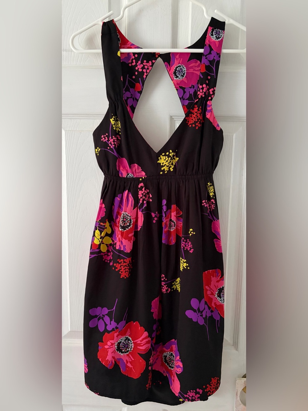 Roxy Black Floral Halter Dress with Pink, Purple & Yellow Accents